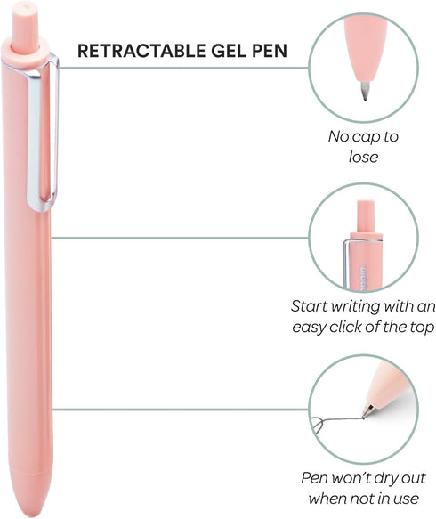 Set of 4 Assorted Jewels Retractable Gel Luxe Pens