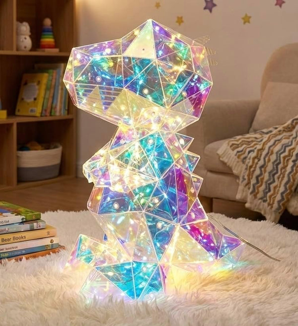 Aladdinas LED Dinosaur T-Rex Night Light, Holographic Iridescent Design, Nursery Decor Display Box