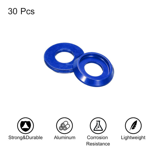 MECCANIXITY M6 Cone Cup Countersunk Washers, 30 Pack, Aluminum Gaskets for RC/FPV/PC/Drone Mechanical Accessories.