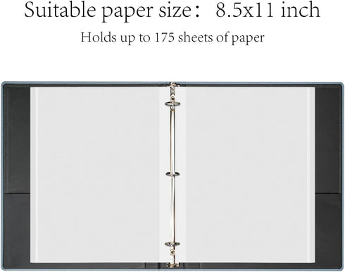 3 Ring Binder 1 Inch Round Rings Durable Binder with Linen Cover Holds 8.5 x 14 inch Paper for School Office and Home, Wheat Blue