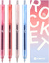 Kaco ROCKET Gel Pens, 4 Pieces, 0.5mm Black Ink, Sunset Beach Aesthetic Pens for School Office