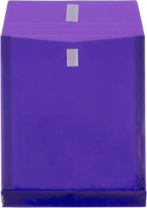 JAM PAPER Plastic Expansion Envelopes, Hook & Loop Closure, Letter Open End, Purple, 12 Pack