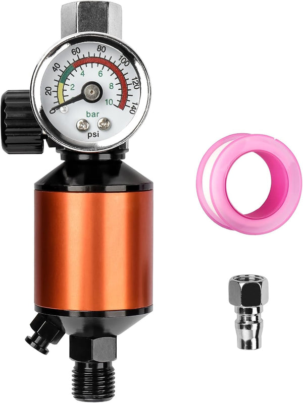1/4" NPT Air Compressor Filter Regulator Combo with Drain Valve and Gauge for Paint Spray Gun