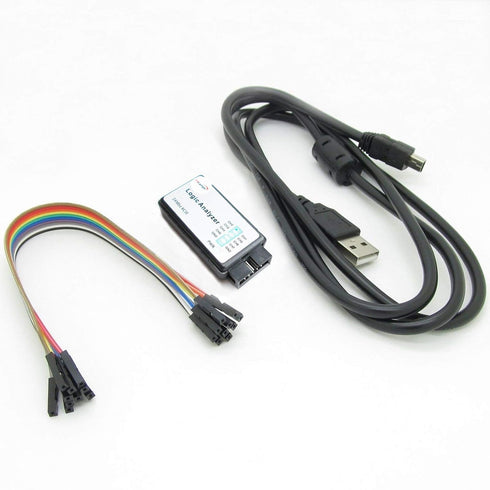 HiLetgo USB Logic Analyzer Device, EMI Ferrite Ring USB Cable, 24MHz, 8CH, 24MHz 8 Channel UART IIC SPI Debug