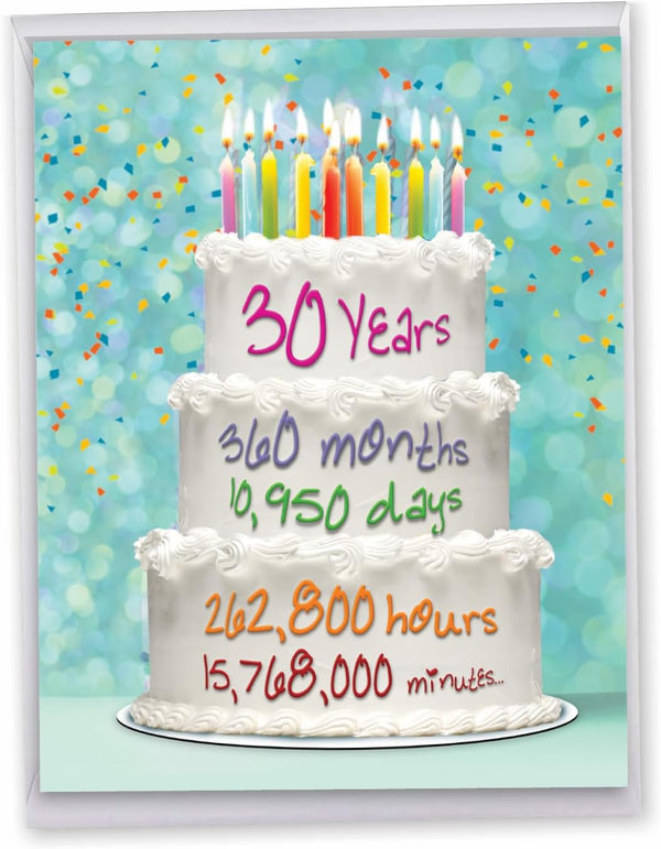 NobleWorks - Large 30th Birthday Card (8.5 x 11 Inch) - Funny Jumbo Group Congrats for 30 Year Milestone, Year Time