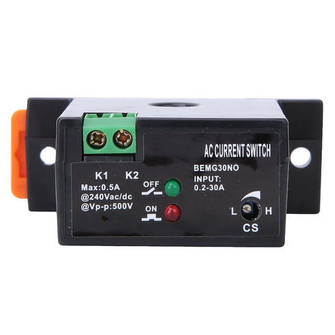 Garosa Adjustable Current Sensing Switch 0.2 to 30A AC with LED Indicator for Guide Rail 35mm DIN