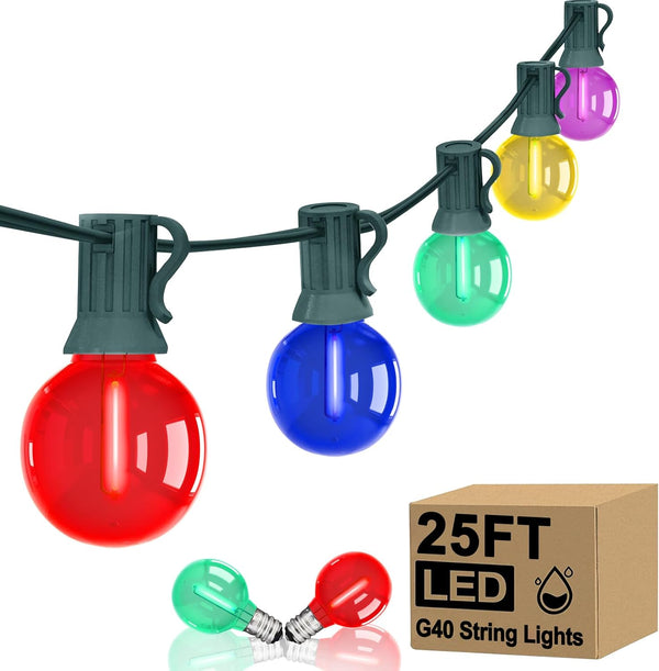 G40 LED Globe Christmas String Lights, 50Ft Multicolor Christmas Decorations Lights Shatterproof