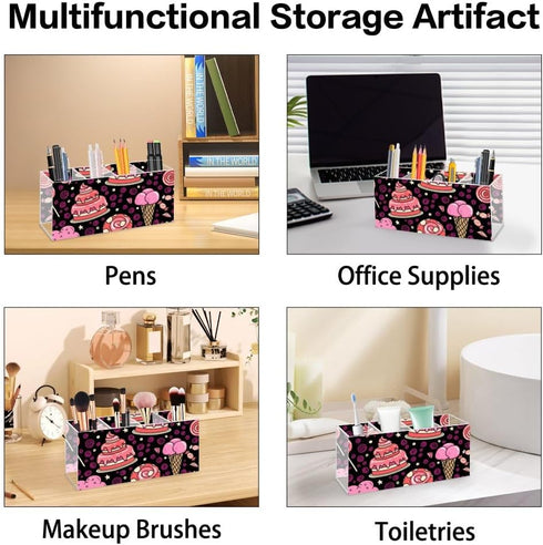 Generic Cartoon Cakes Lollipop Ice Cream Pen and Pencil Holder Acrylic Desktop Organizer Make Up Brush Holder Organizer