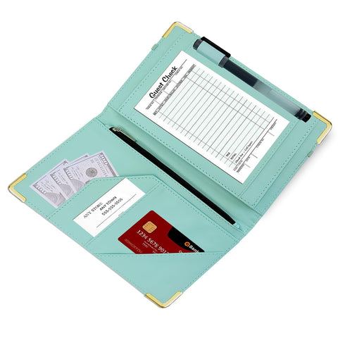Server Book, Cutaswish Server Books for Waitress Cute, Waiter Receipt Book, PU Leather Waitress Book with Zipper