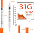 Acebiorin 1ML 31G 5/16" (8MM) 100PACK, Packaged (1CC 31G 5/16"-100PACK) Syringe with Needle Lab Supplies, Individually