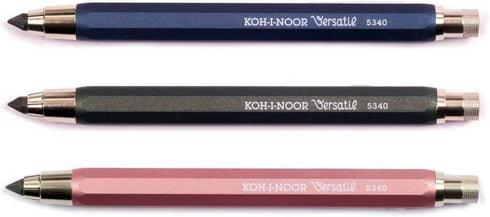KOH-I-NOOR 5340 Versatil, Set of 3 Metal Mechanical Clutch Leadholder with Sharpener, 5.6 mm