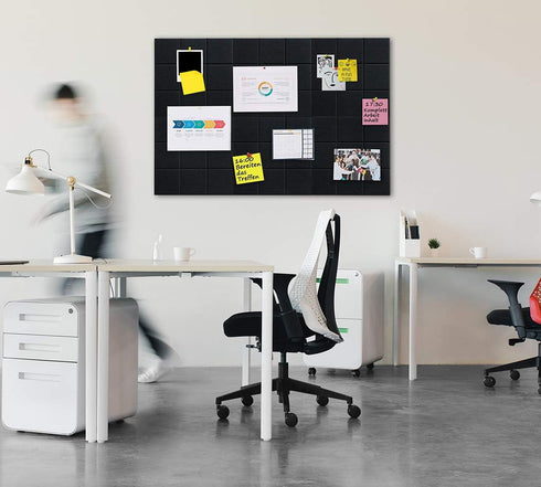 Large Cork Board Felt Board Tiles for Walls with 30 Push Pins, 11.8"x11.8" Pack of 6 Notice Boards