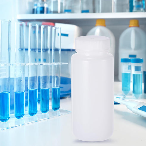 PATIKIL 500ml Reagent Bottles, PE Wide Mouth Round Graduated Bottles with Screw Cap for Lab Liquid Storage