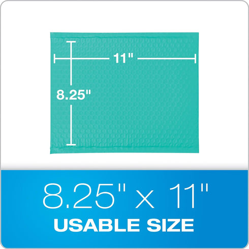 Quality Park Bubble Mailers - 8.25 x 11 Shipping Envelopes, Water Resistant Teal Poly Padded Envelopes, 25 Per Box