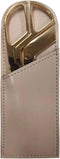 DACASSO White Latte Bonded Leather Mini Library Set, Made in Italy, Luxury Executive Decor with Gold-Plated Letter