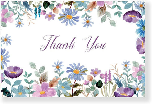 BZHTRMK 20PCs, Elegant Floral Surrounded Thank You Cards with Envelopes, Warm Appreciation, Blank
