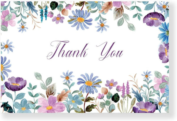 BZHTRMK 20PCs, Elegant Floral Surrounded Thank You Cards with Envelopes, Warm Appreciation, Blank