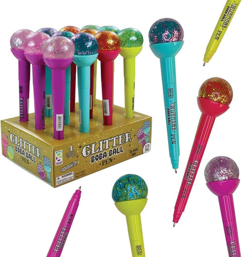 Raymond Geddes Glitter Boba Squishy Top Pen (Pack of 12)