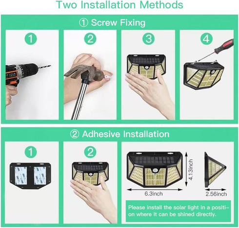 2 Pack Solar Light Outdoor, IP67 Waterproof 3 Light Modes High-Brightness 310LED Sensor Lights for Garden