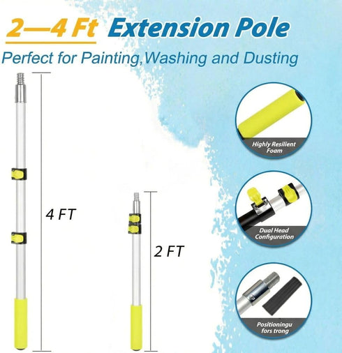 Qrenia 2 4 Set 9 4 Paint Roller Kit with to FT Extension Pole for House Painting - Completed Home Painting with & Paint