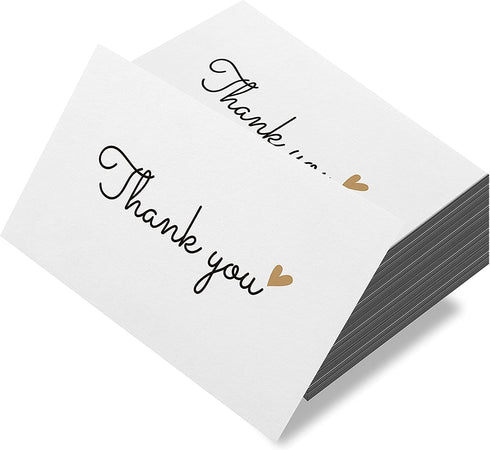 RXBC2011 500 3.5 2 Inch Little Thank You Cards Gold Heart Design Bulk Thank you Notes for All Occasions x