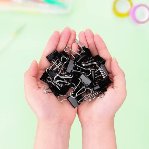 ZZTX Small Size Black Binder Clips, 0.75 Inches, 36 Pack Paper Clamps
