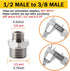 Faucet Supply Hose Adapter 3/8 Male to 1/2 Male Water Line Adapter 304 Stainless Steel Compression Fittings for RV Kitchen Plumbing 3/8 to 1/2(O.D O.D:0.52" 0.75") with Rubber Washer(2 Pack) by Kenpiko