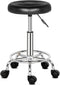 Generic Round Rolling Stool, PU Leather, Height Adjustable, Swivel, Drafting, Work, Office, Task,