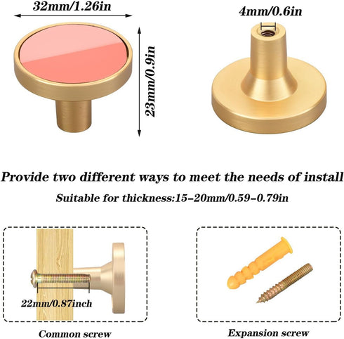 KEIGE 4Pcs Salmon Kitchen Cabinet Knobs,Round Drawer Knobs with Screws,Door Handle Cabinet Handles Cabinet Hardware