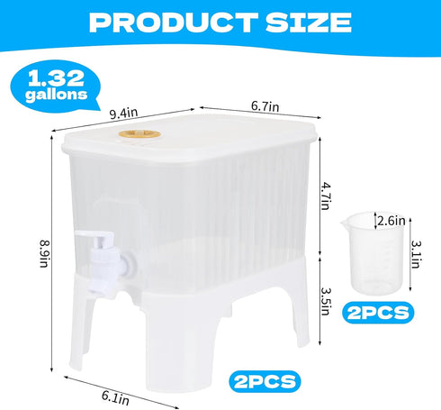 Wenceda 2 1.32 Pcs Laundry Detergent Dispenser, Gallon Liquid Soap Dispenser with Faucet, Fabric Softener Storage