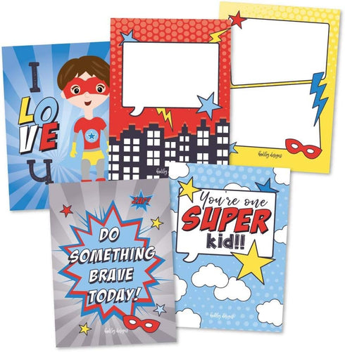 Lunch Box Notes for Kids – 25 Motivational Cards for Boys, Superhero Lunch Box Notes with Positive Affirmations