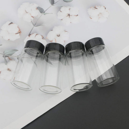 Kesell 25ml Transparent Control Spiral Glass Sample Bottle - Small Glass Bottle with Screw Cap, Pack of 16