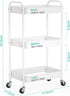 PNVXNUS 3-Tier Rolling Metal Storage Cart with Wheels, Multi-Functional Organizer for Office, Kitchen, Bathroom, Books