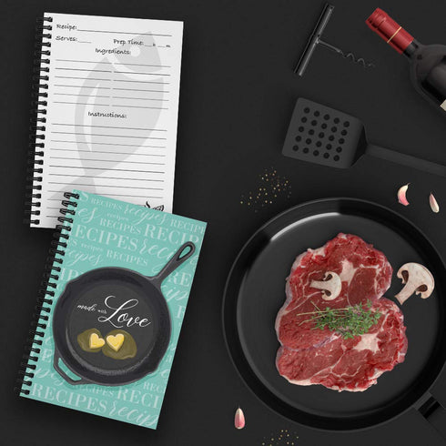 Gotcha Covered Notebooks Softcover Recipes With Love 5.5" x 8.5" Spiral Notebook, 120 Pages