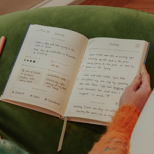 Papier Daily Wellness Journal Diary - Beige, A5 Hardback Cover for Wellbeing, Gratitude & Mindset Tracking
