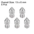 uxcell 5pcs 3D Printer Nozzle Stainless Steel MK8 Nozzle M6 for 1.75mm 3D Printer (0.2mm, 0.4mm, 0.6mm, 0.8mm, 1mm)