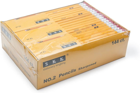SKKSTATIONERY Pre-sharpened Pencils with Eraser Top, #2 HB Pencil, 144/box