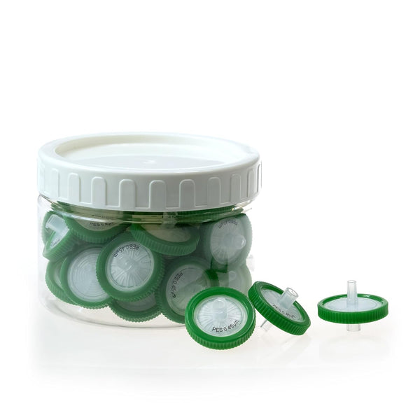 30 Pack PES Syringe Filters, Lab Filters Hydrophilic 0.45 um Pore Size, 25 mm Diameter