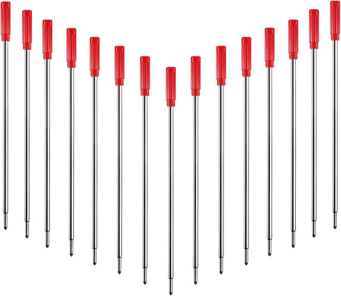 HeTaoCat Red Ink Refill Pack of 5, Replaceable Ballpoint Pen Refills, Medium Point Metal Refill (Red)