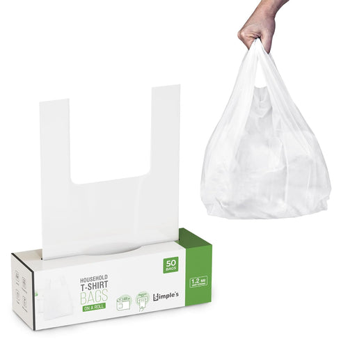 Plastic Bags with Handles for Small Business (50 Count), Very Strong Grocery Bags, 12"x7"x22", 1.2 Mil Thickness