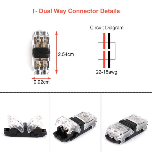 Low Voltage Wire Connectors - TYUMEN 12pcs 2 Pin 2 Way Universal Compact Wire I Shape Terminals