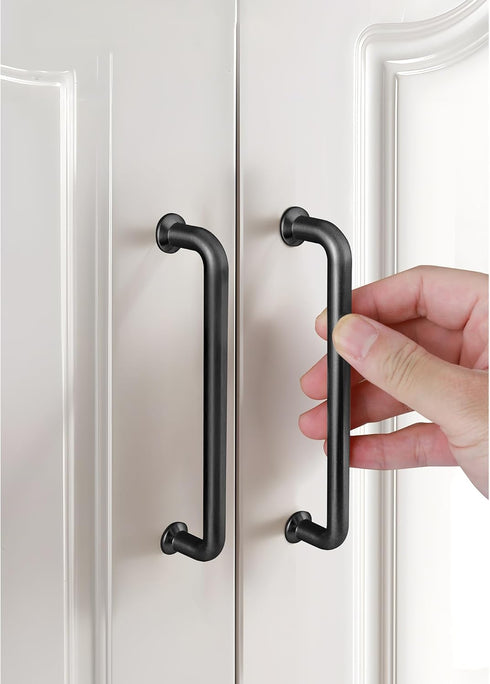 5 Pack 3-3/4 Inch Matte Black Kitchen Cabinet Handles, Modern Pulls for Dresser Drawer, Farmhouse Hardware