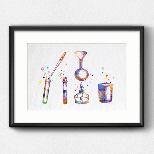 Dignovel Studios 11X14 Unframed Chemical Lab Test Tubes Pipette Art Print, Laboratory Science Biology Decor