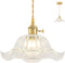 FONTA VERDE Vintage Pendant Lights Kitchen Island, Adjustable Brass Pendant Light Fixtures with Transparent