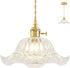FONTA VERDE Vintage Pendant Lights Kitchen Island, Adjustable Brass Pendant Light Fixtures with Transparent