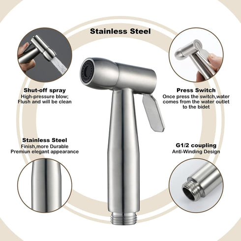 IJPDXOLBQ HandheldSprayer,Toilet Sprayer Head Stainless Steel HandheldSprayer Cloth Bathroom Diaper Sprayer for Kitchen