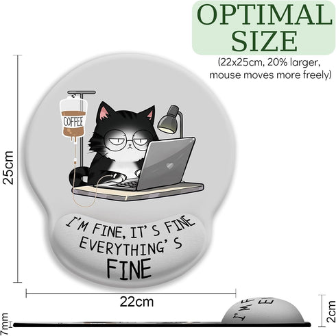 LIMKRIAN Cat Ergonomic Mouse Pad with Wrist Rest, Gaming Mouse Pad with Wrist Support, Funny Mouse Pads for Desk