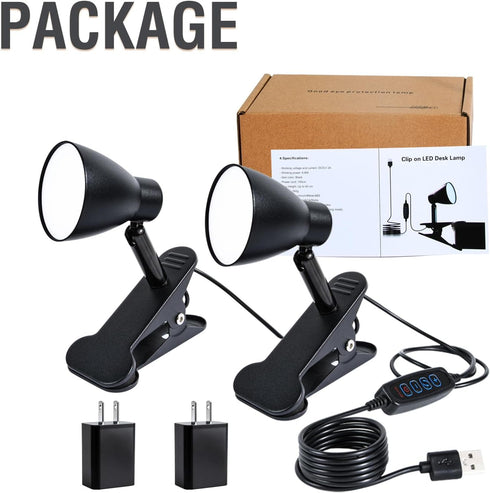 CeSunlight 90+ 3 10 Dimmable (6W/2Packs) CRI Clip on Reading Lamp, Clip on Light for Bed