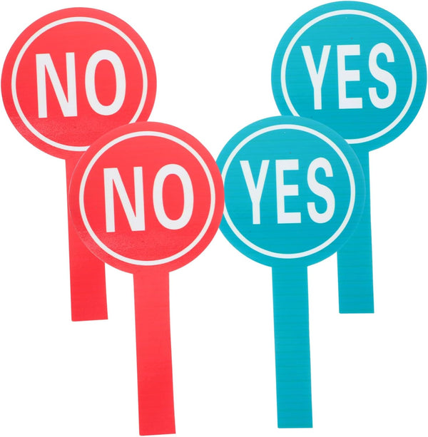 ERINGOGO 4pcs Hand Holding Score Board, Auction Voting Supply Dry Erase Signs, Yes or No Paddles, Classroom Supplies