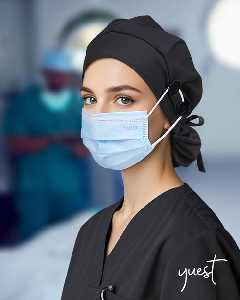 2 Pack Satin Lined Surgical Caps for Women with Ponytail & Sweatband
